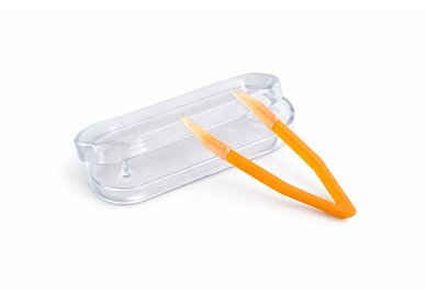 Pinzetka na kontaktní čočky v pouzdře - oranžová