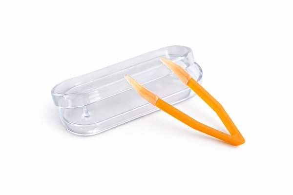 Pinzetka na kontaktní čočky v pouzdře - oranžová
