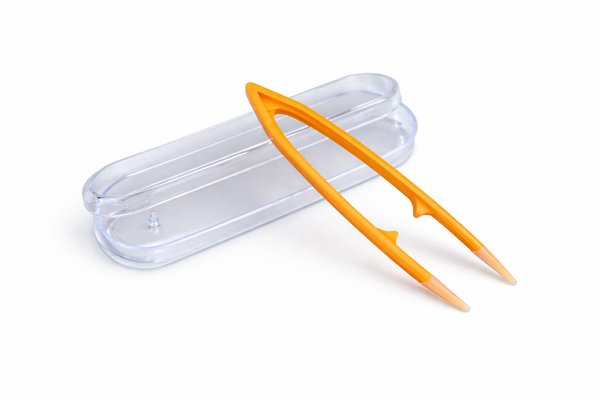 Pinzeta na kontaktní čočky v pouzdře, velká - oranžová