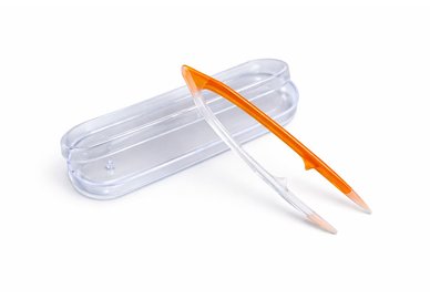 Pinzeta na kontaktní čočky v pouzdře, velká - oranžovo-transparentní