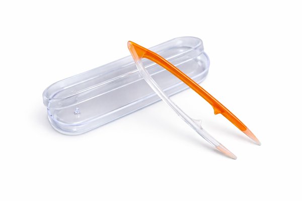 Pinzeta na kontaktní čočky v pouzdře, velká - oranžovo-transparentní