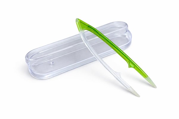 Pinzeta na kontaktní čočky v pouzdře, velká - zeleno-transparentní