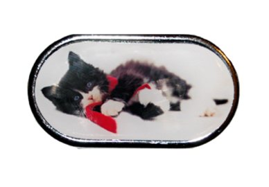 Pouzdro se zrcátkem Vánoční motiv - Kotě ležící v šále